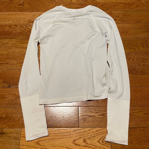 EUC Lululemon Swiftly Tech Long Sleeve Shirt 2.0 Waist Race Sz 4 White - Picture 3 of 3